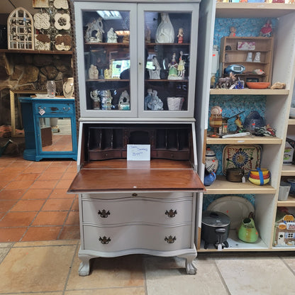 SECONDHAND SANDIES: Gray Secretary Desk 30" x 17" x 68" Hutch Cabinet Cupboard