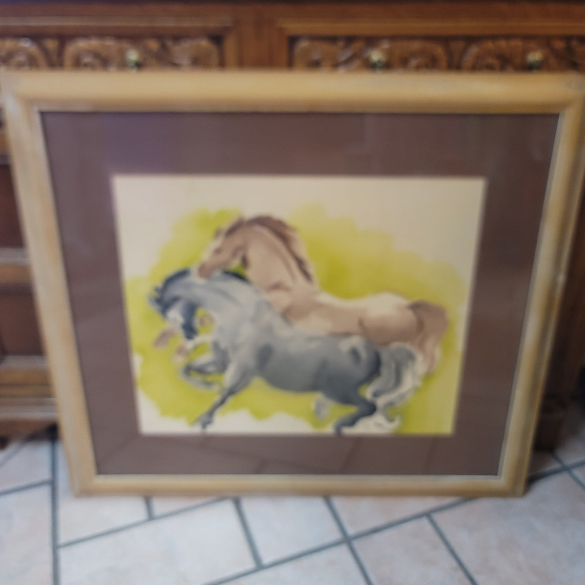 MCM Benjamin Jorj Harris Galloping Horses Newman Decor Serigraph Print 36x32