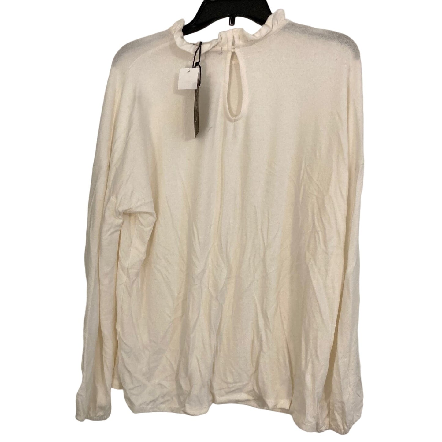 Gibson Look Casual Soft Ruffle Neck Brushed Sweater Sz Large in Ivory NWT