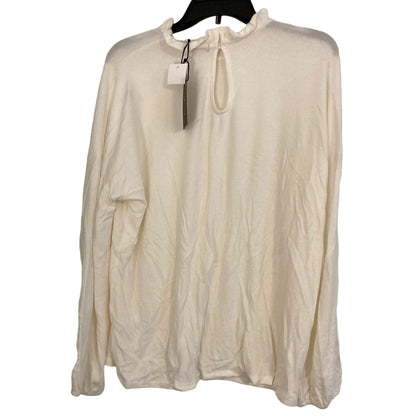 Gibson Look Casual Soft Ruffle Neck Brushed Sweater Sz Large in Ivory NWT