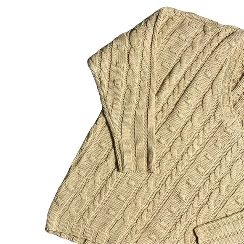 AFRM Bostom Long V-Neck Cable Knit Sweater Size XS/Extra Small in Sand/Tan NWT