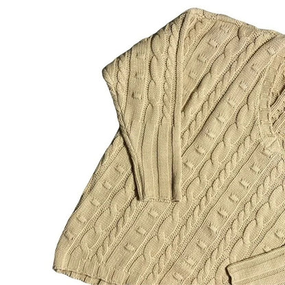 AFRM Bostom Long V-Neck Cable Knit Sweater Size XS/Extra Small in Sand/Tan NWT