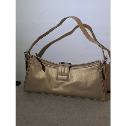 Tommy Hilfiger Metallic Gold Baguette Shoulder Bag Large Buckle Y2K Retro
