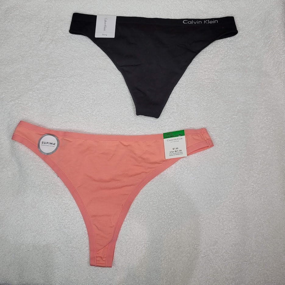 Charter Club/ Calving Klein Underwear Thong Panty 2 Pack Large NEW sissy