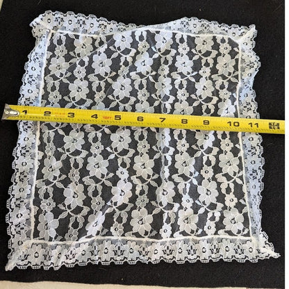 Vintage square lace white bridal handkerchief wedding head cover