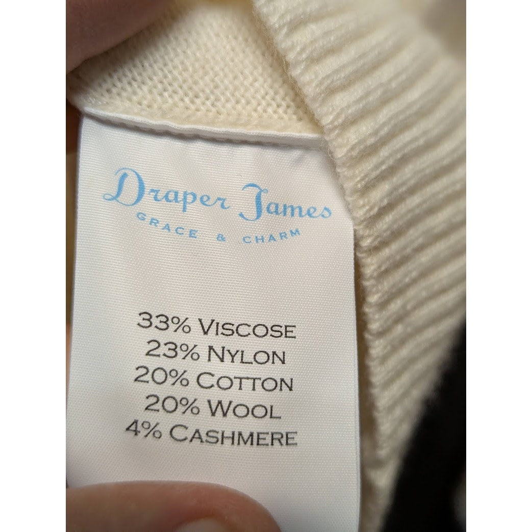 Draper James Women's Ivory Fine Knit Sweater with Floral Trim NWT Size Medium