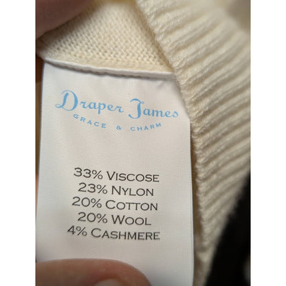 Draper James Women's Ivory Fine Knit Sweater with Floral Trim NWT Size Medium