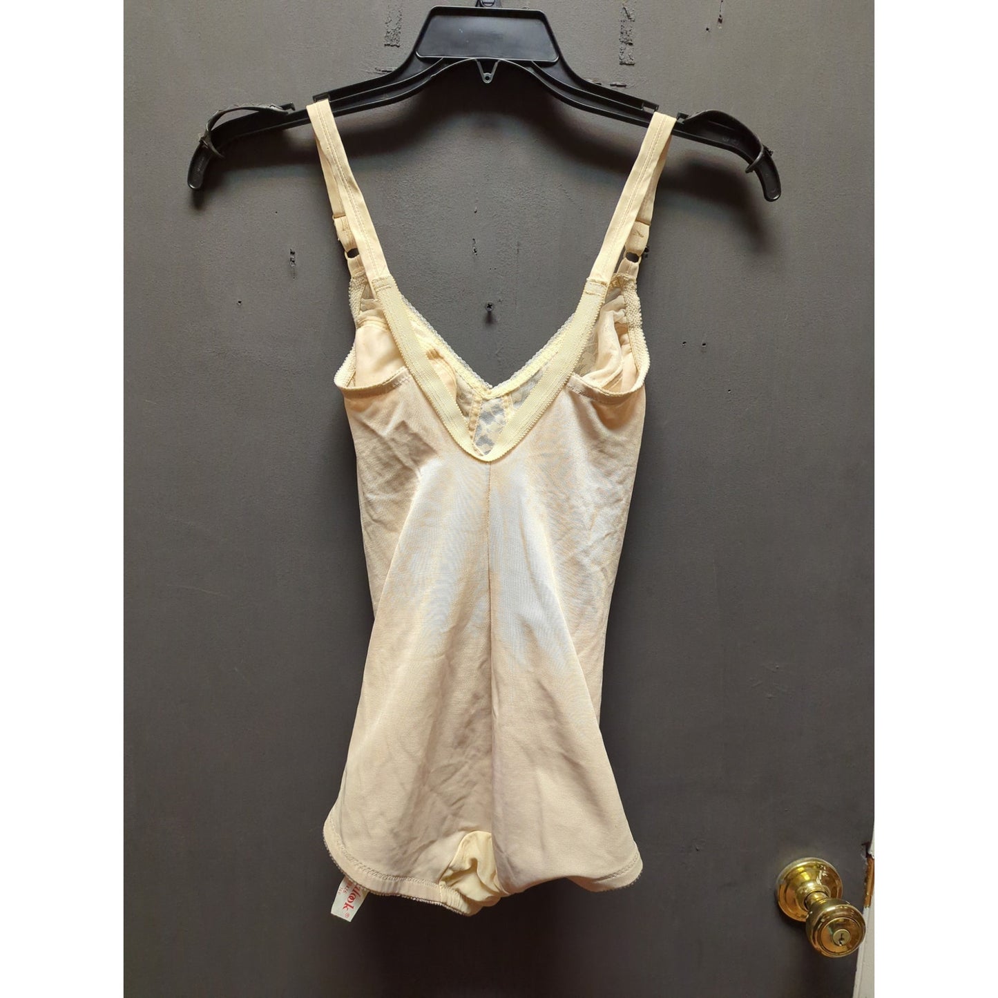 Vintage Slimlook 36C M/L Nude Bodysuit Girdle 1960s Shapewear One Piece GLAMOUR