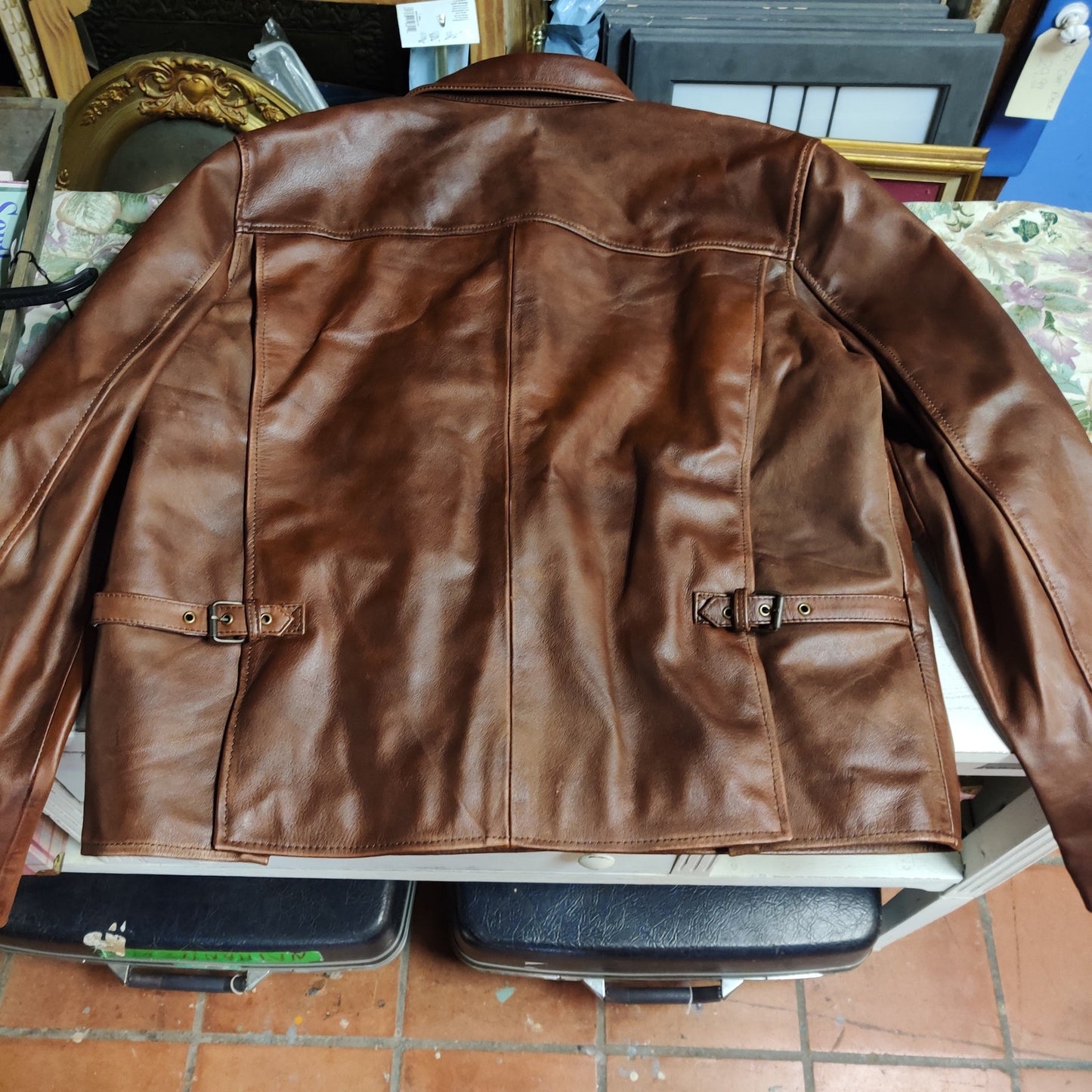 Vintage Absolute Leather Brown Heavyweight Bomber Jacket 3XL Mens Moto Flight