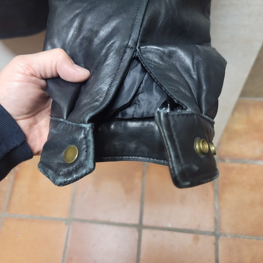 Vintage 80s black Excelled Leather Coat Jacket Men Large SOFT like butter BIKER