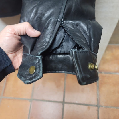 Vintage 80s black Excelled Leather Coat Jacket Men Large SOFT like butter BIKER