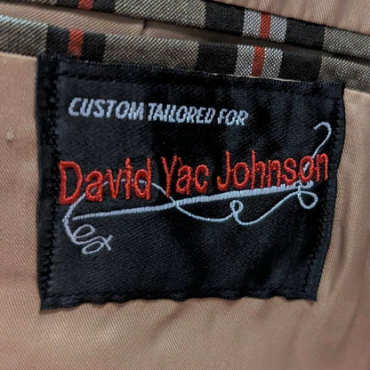 Vintage Bespoke Plaid Wool Blazer Sport Coat Brown Tan Red Checked Rockabilly