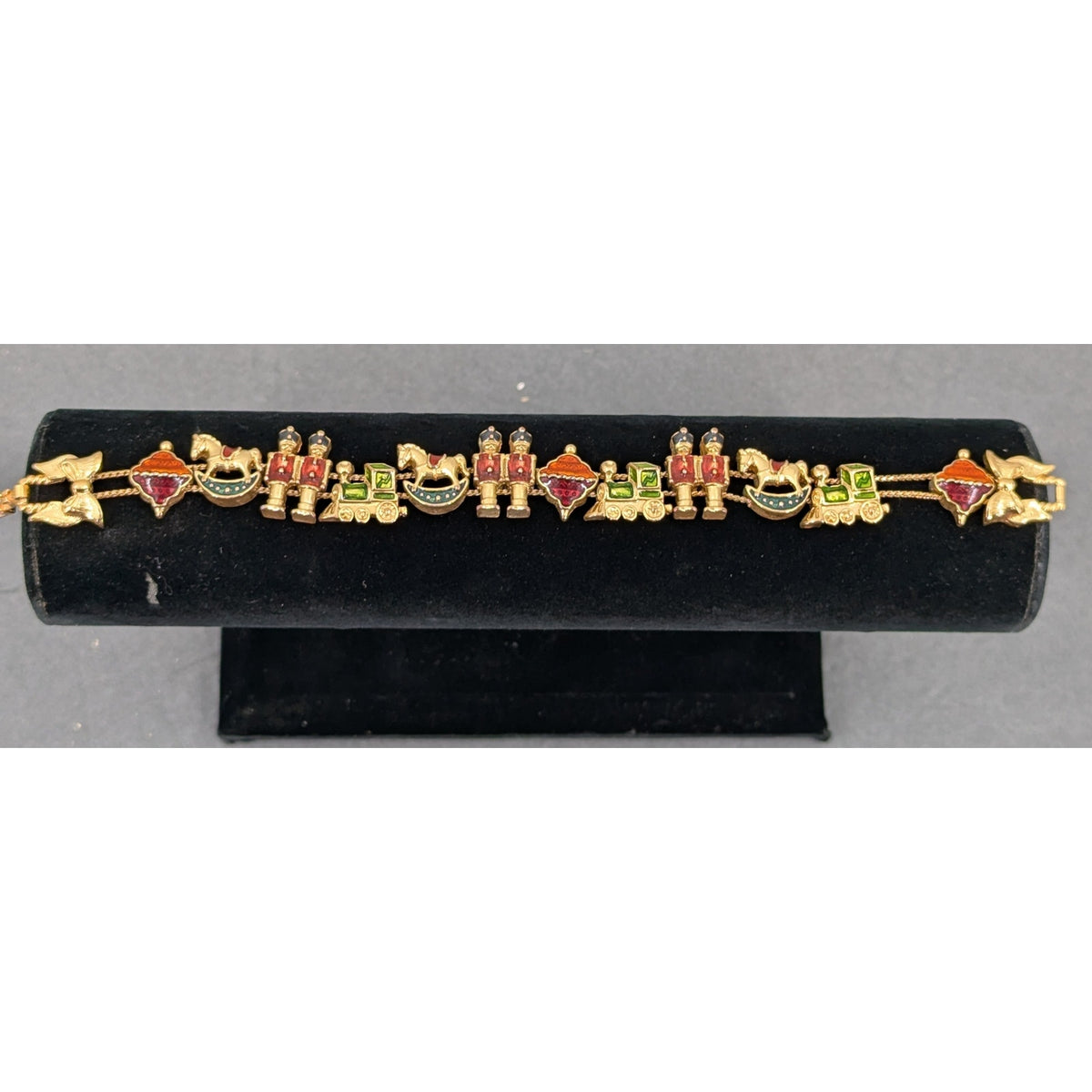 Vintage Fashion BRACELET Avon 8" toy soldiers enameled slide holiday
