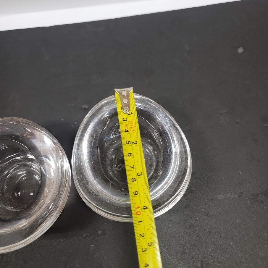 Pair clear glass NAMBE candleholder Crystal Art Votive Freeform Two Signed