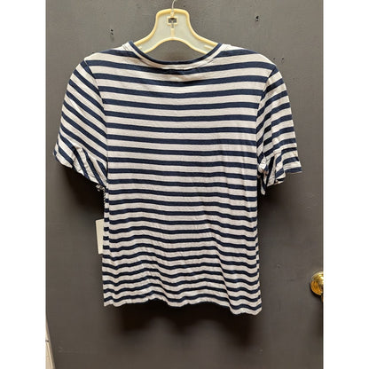 Nordstrom 1901 Size XS Blue White Striped short sleeve top Tshirt crew neck