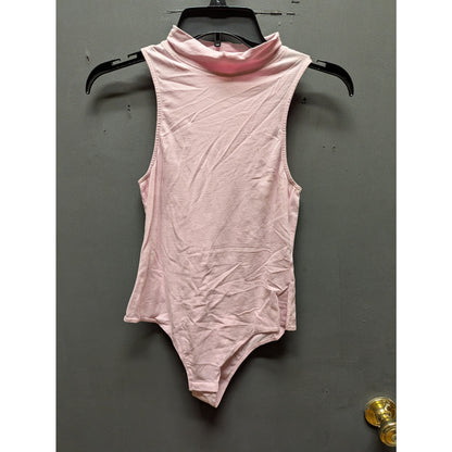 Abound NWT Pink Sleeveless Bodysuit Medium Mock Neck Casual Summer Sleeveless