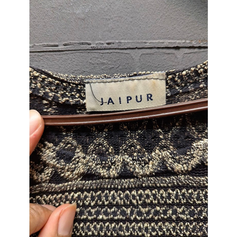 Jaipur black gold thread stretchy blouse top Size medium round neck career