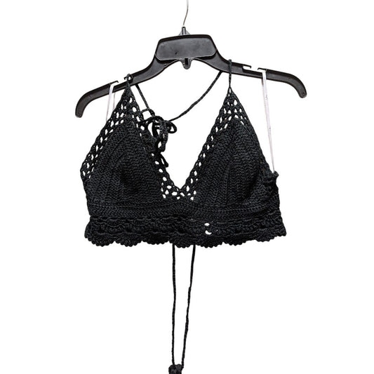 Let's Run Away Black Crochet Crop Top Lulus Black NEW Medium