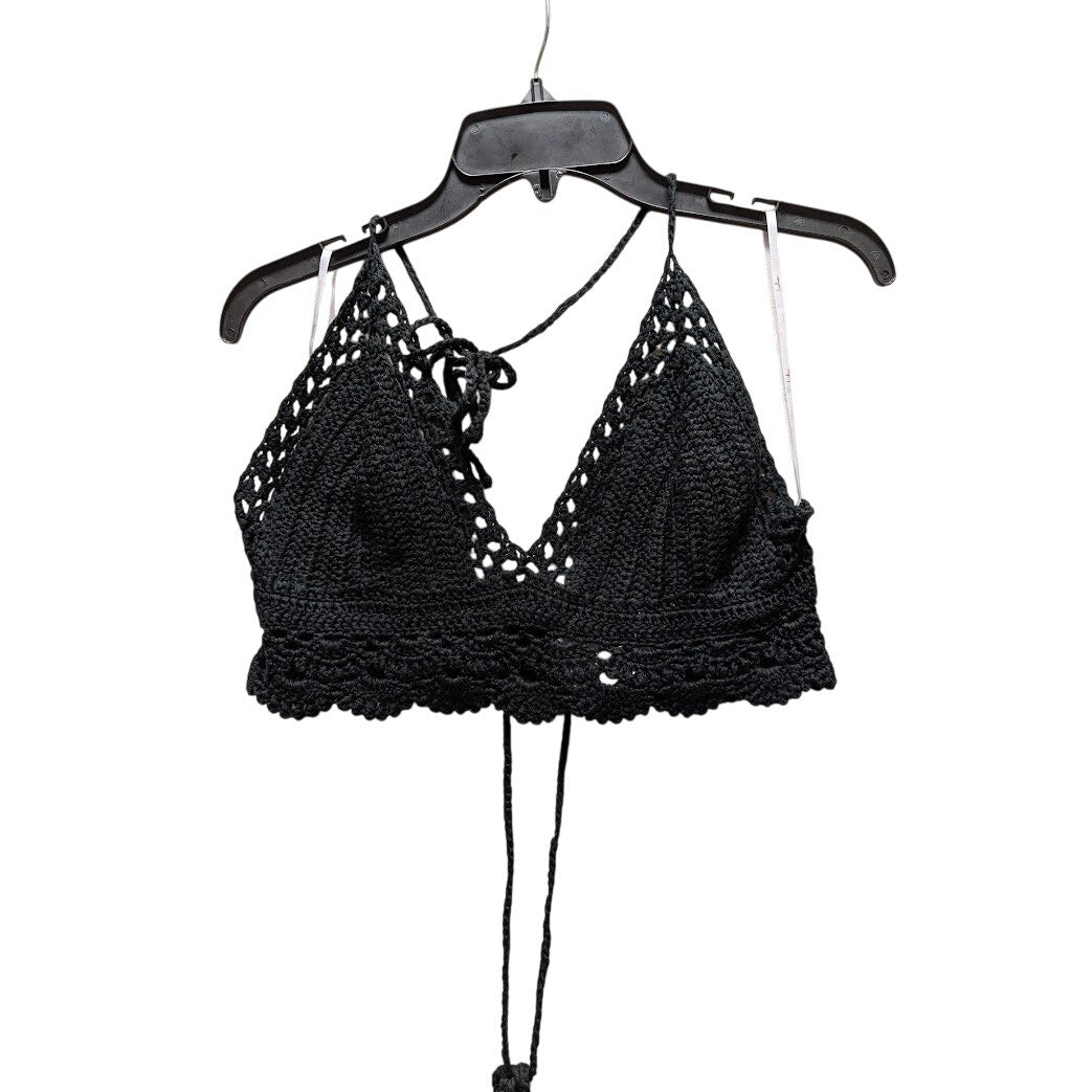 Let's Run Away Black Crochet Crop Top Lulus Black NEW Medium