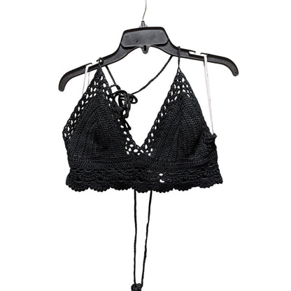 Let's Run Away Black Crochet Crop Top Lulus Black NEW Medium