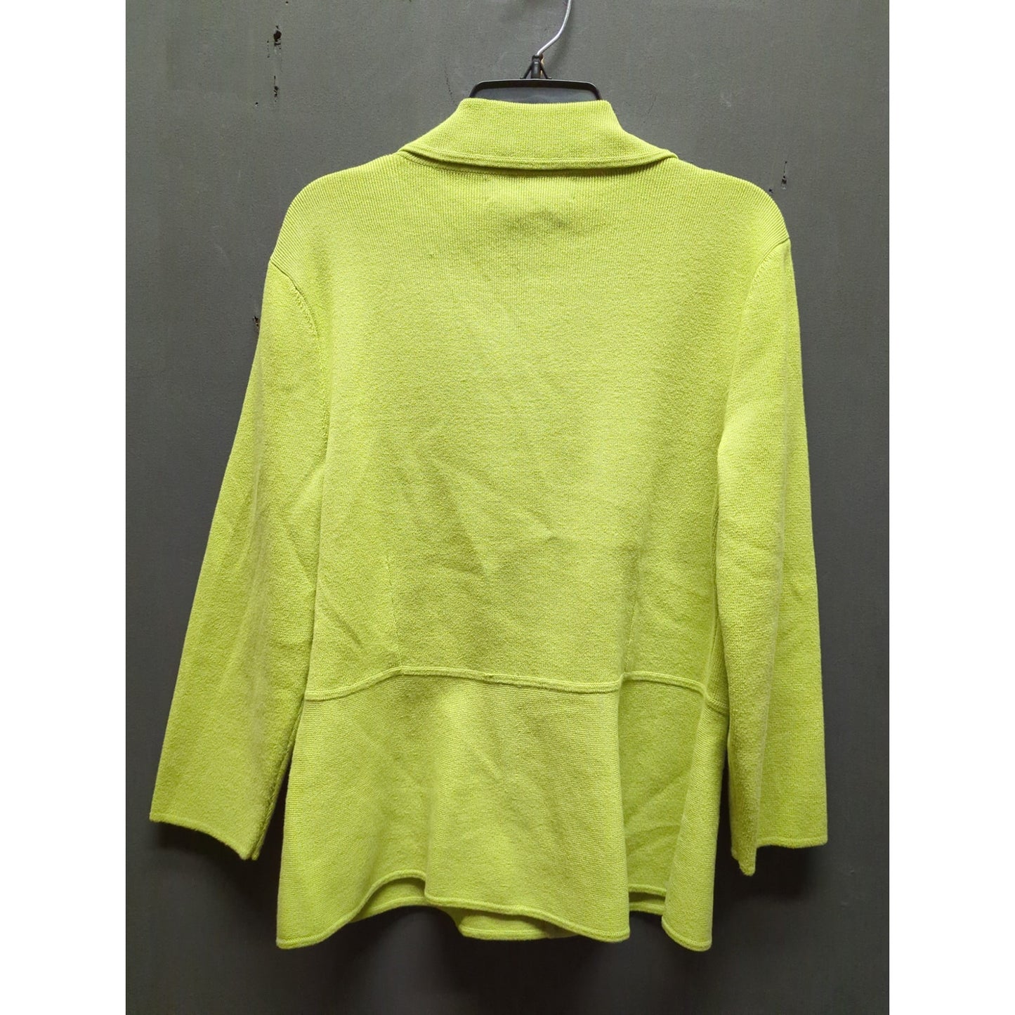 Jones New York Signature Lime Green Knit Cardigan Jacket Size Medium peplum