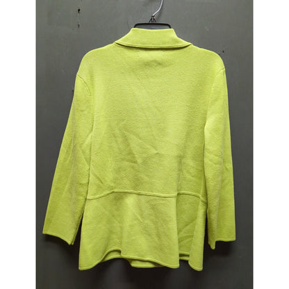 Jones New York Signature Lime Green Knit Cardigan Jacket Size Medium peplum