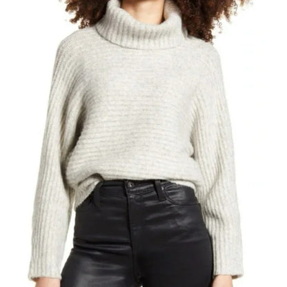 NWT Leith Pullover Turtleneck Dolman Sweater Sz Small in Light Grey Heather