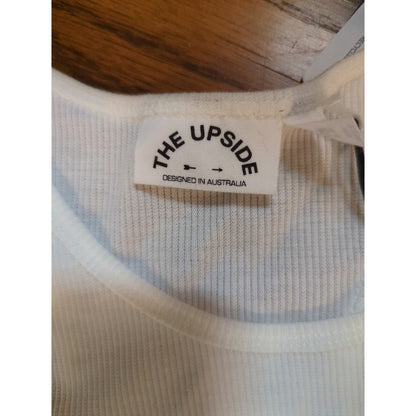 .The Upside White Ribbed Knit Athletic Tank Top Size Large NEW activewear
