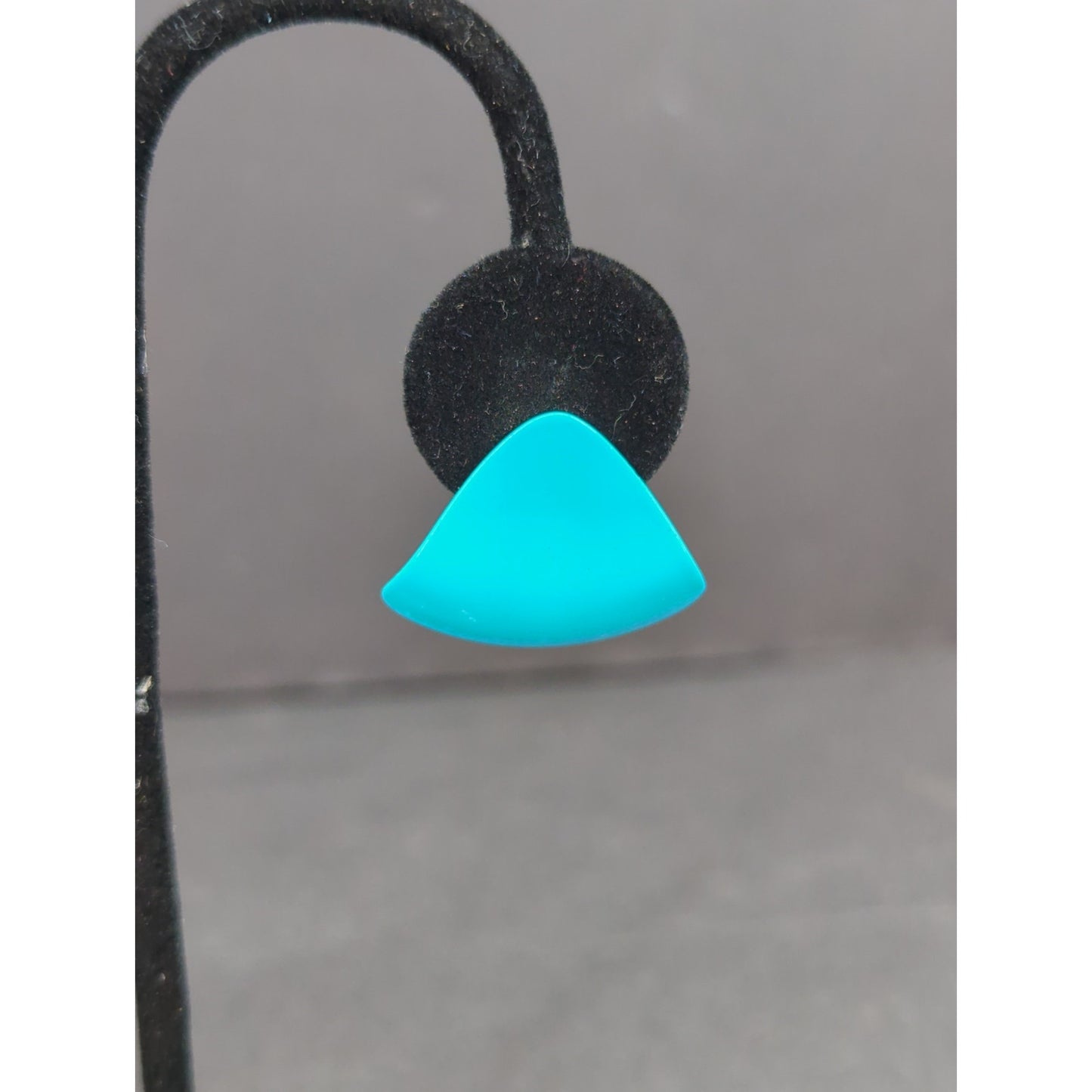 Vintage Mid-Century Bright Turquoise Blue Triangle Screw Back Earrings Retro