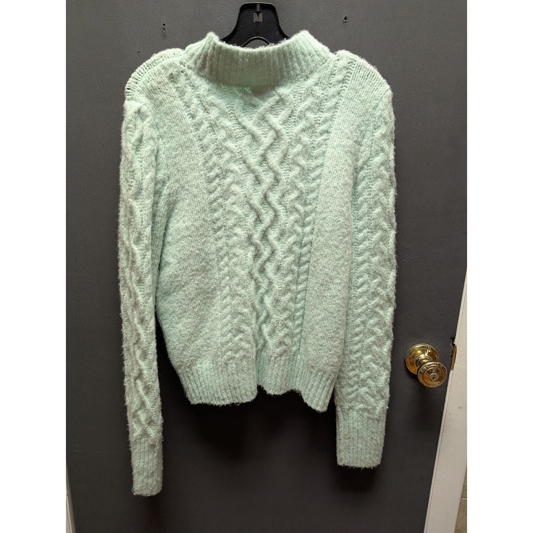 halogen x atlantic-pacific cable knit sweater Size Large green mist $79 NEW