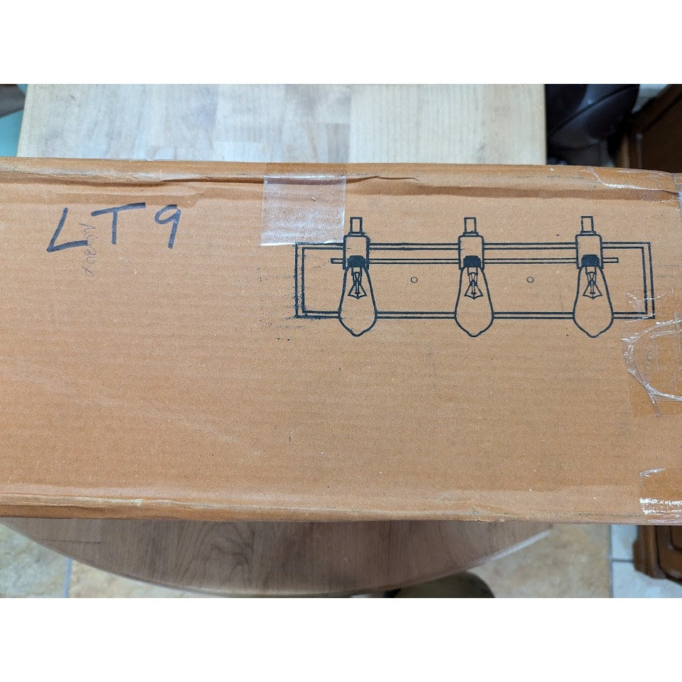 LNCValtiary 3-Light Wood Vanity Light new BLACK TWO TONE OVER THE SINK EDISON