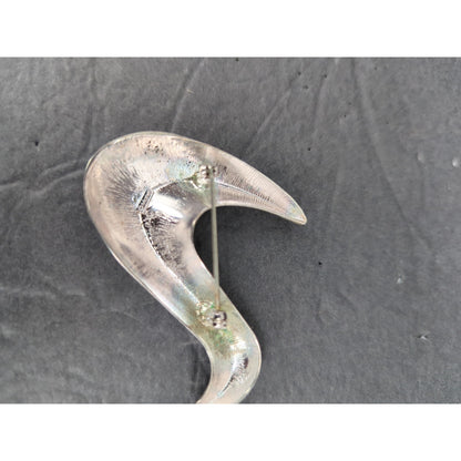 Vintage Monet Silver Tone Stylized Bird Swan Brooch Pin Retro Minimalist