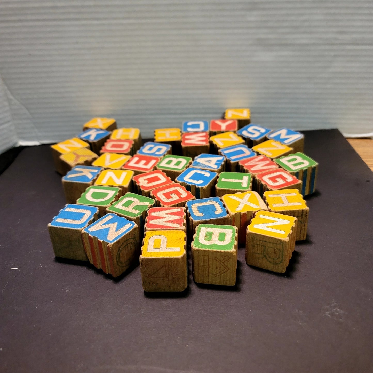 Vintage Wooden Alphabet & Animal Blocks Set (40 Pcs) Various Crafts Toys Play