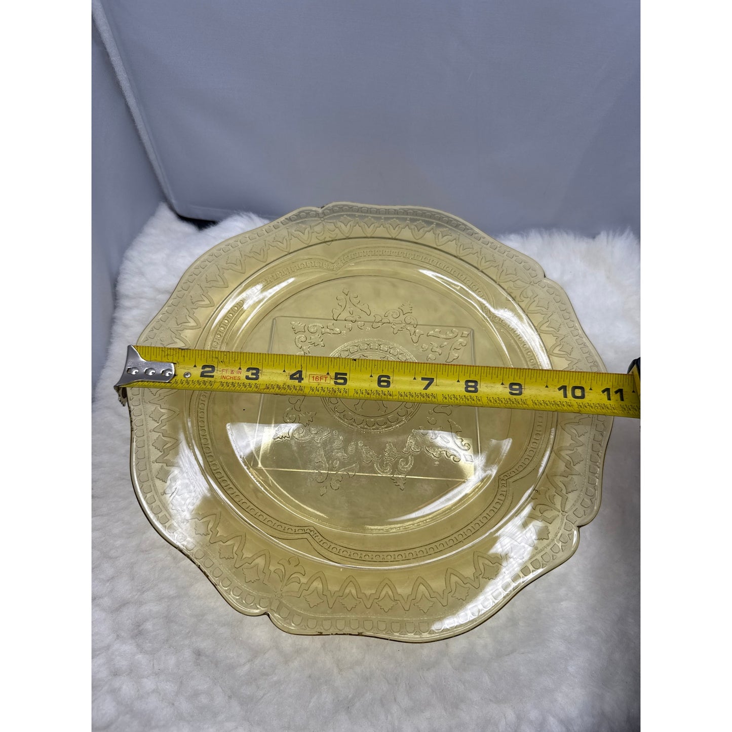 Vintage Federal Glass Patrician Amber Dinner Plate 11" Spoke Pattern Depression