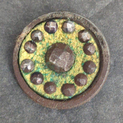 LOT Q of 10 Antique Vintage Victorian Brass Mixed Materials Buttons ESTATE FIND