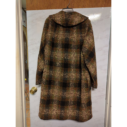 Vintage 1960s Wool Longline Coat nubby tweed texture X-Large Statement