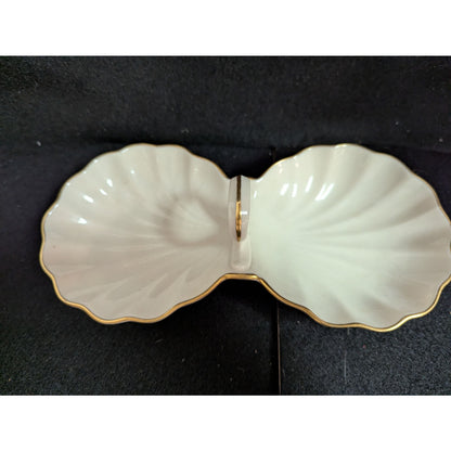 Vintage Lenox Ivory Porcelain Double Shell Divided Dish with Handle