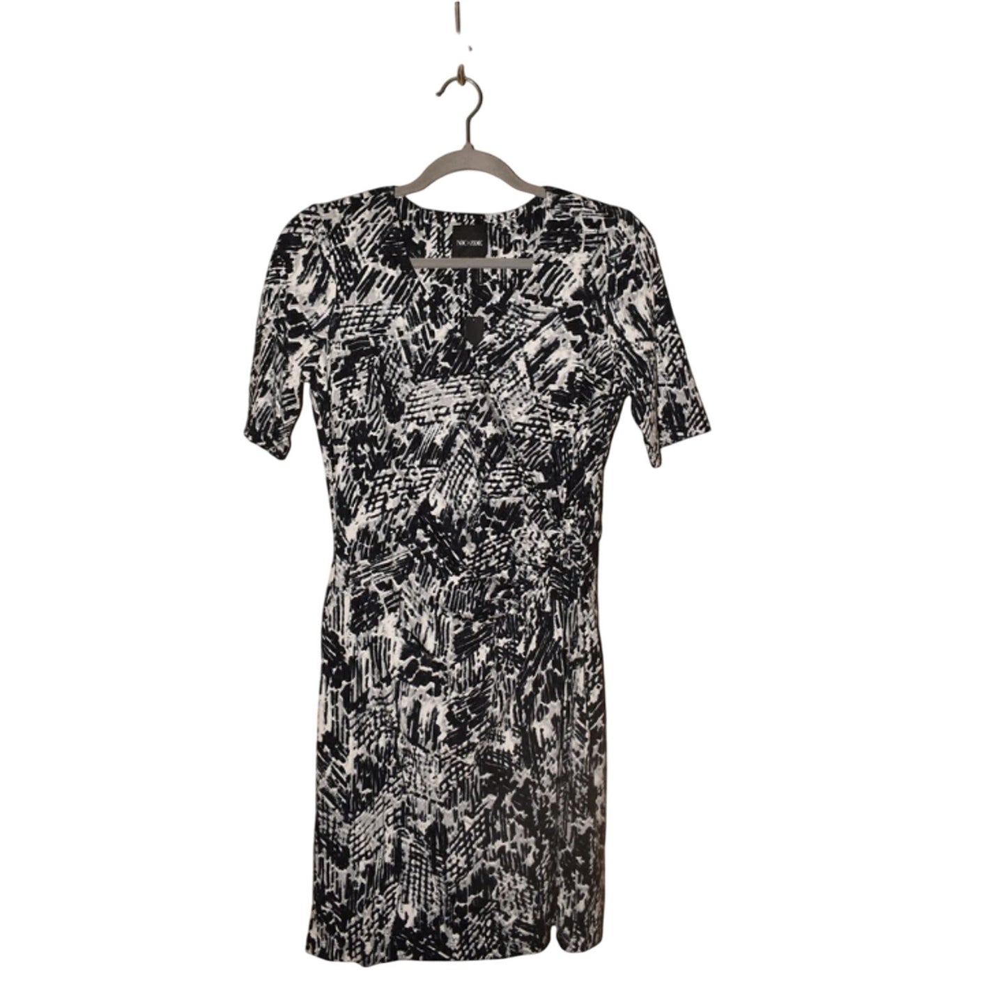 NIC+ZOE NEW $188 Trails Twist Half Sleeve Sheath Dress Black Mutli Size medium