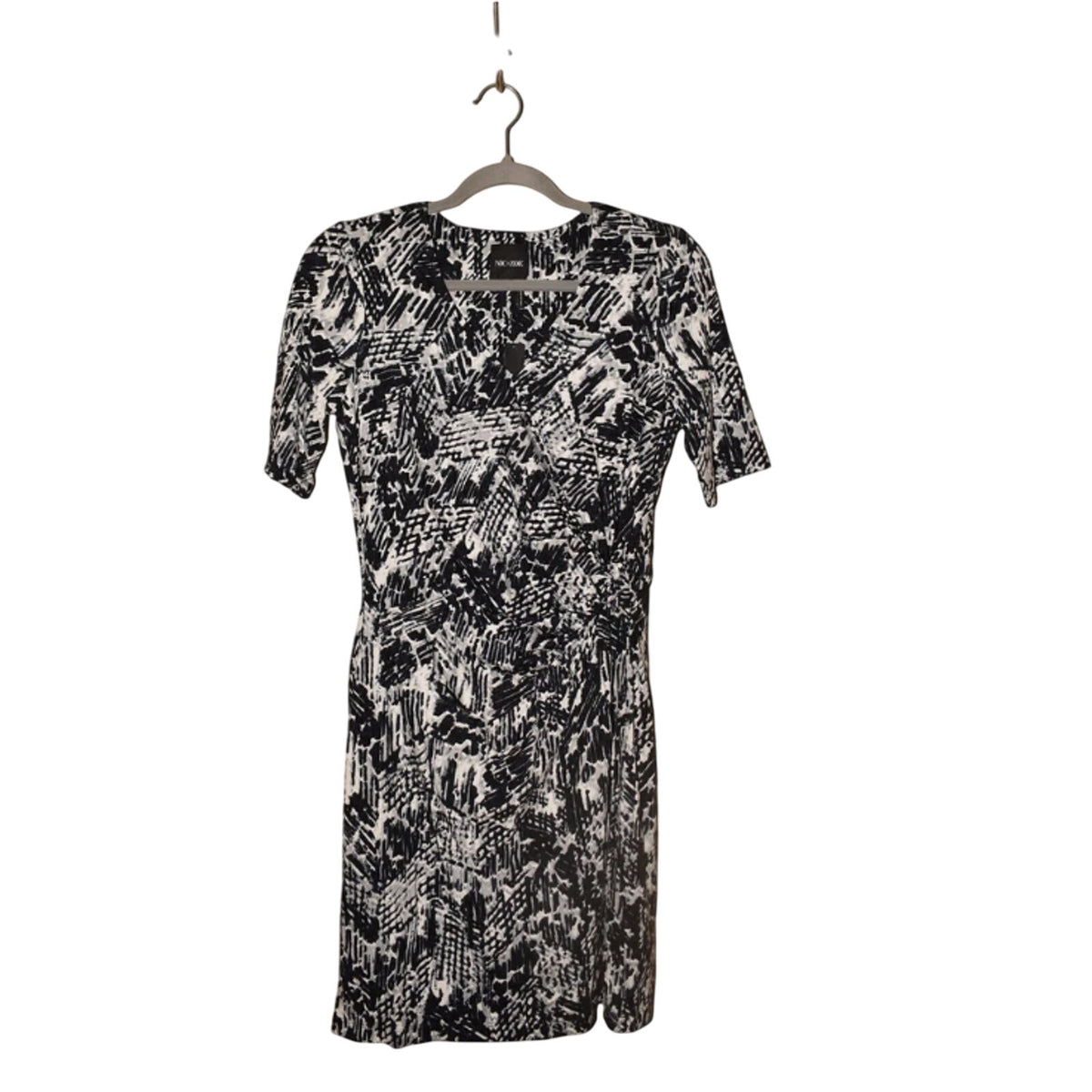 NIC+ZOE NEW $188 Trails Twist Half Sleeve Sheath Dress Black Mutli Size medium