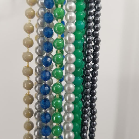 8 strands necklace round beads blue greens black plastic craft jewelry Making
