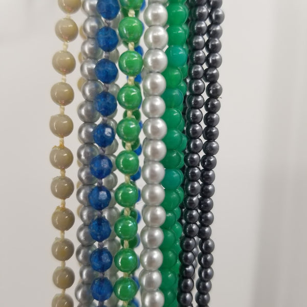 8 strands necklace round beads blue greens black plastic craft jewelry Making