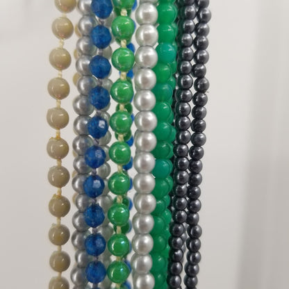 8 strands necklace round beads blue greens black plastic craft jewelry Making