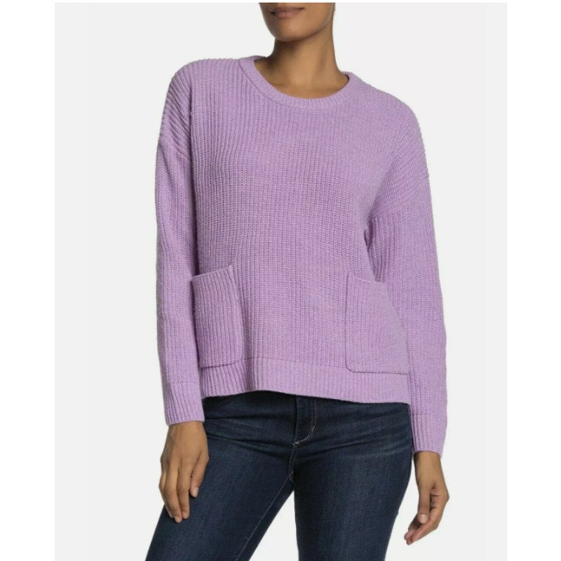 Melloday Pullover Sweater Two Pocket Wool Blend Purple NEW Large Lilac CHUNKY