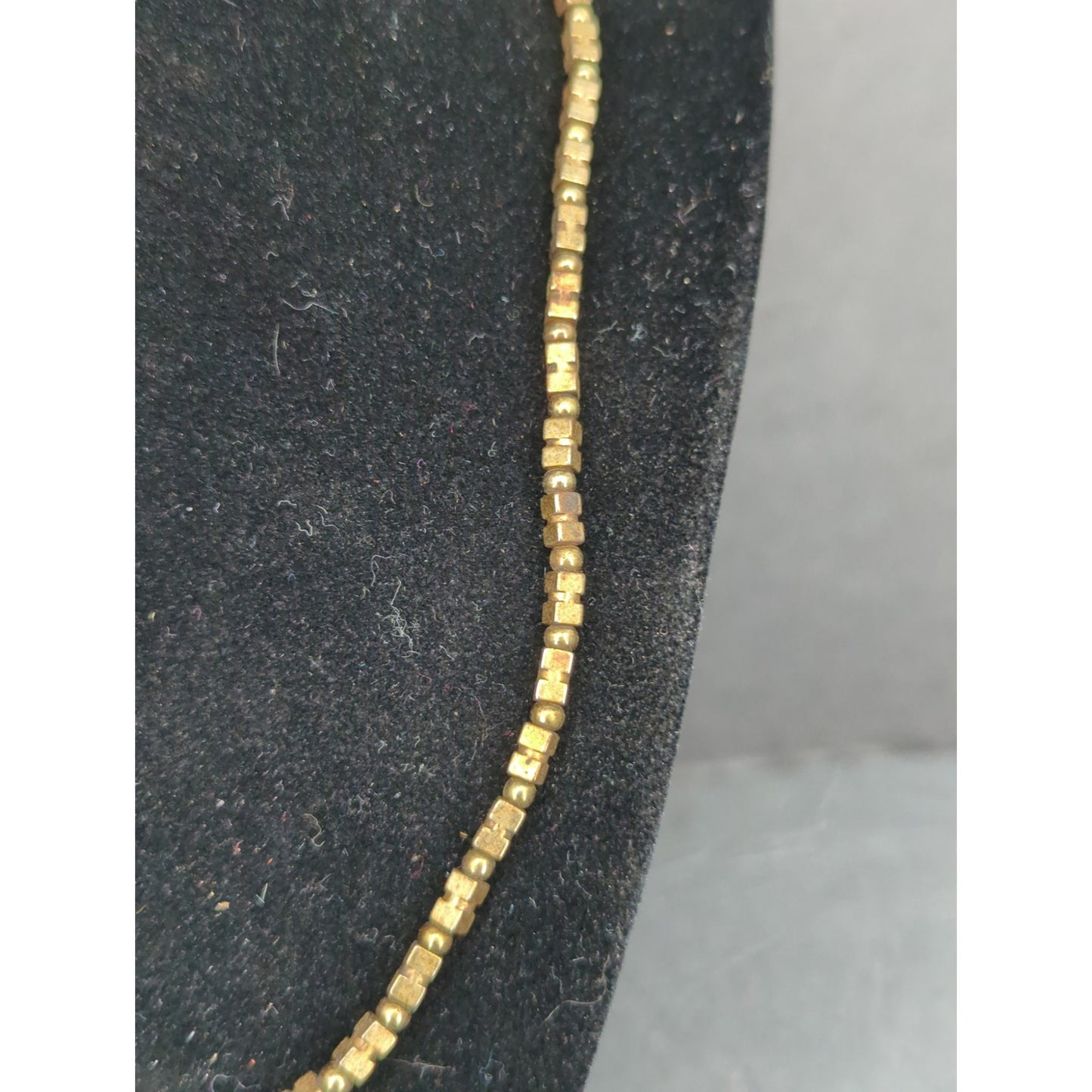 Vintage Gold Tone Brutalist Segmented Block Chain Collar Necklace Retro