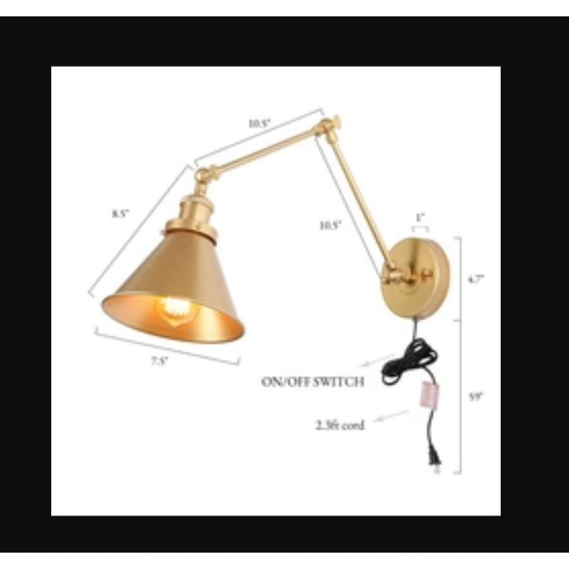 LNC Wollemia 1-Light Modern Gold Swing Arm Wall Sconces NEW light fixture