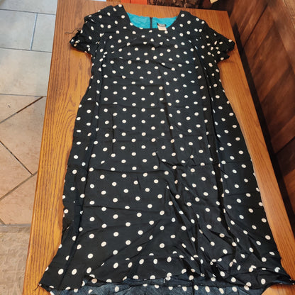 Vintage Helen Blake Black White Polka Dot Midi Dress Retro Rockabilly Style 18