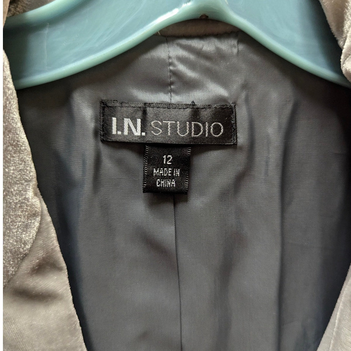 i.n. Studio Gray Crushed Velvet Blazer Whimsigoth Coquette Ruched Holiday Jacket