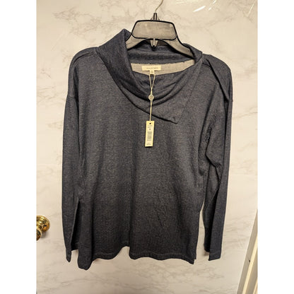 Max studio Size Small Indigo Blue long sleeve Split Neck NEW $88