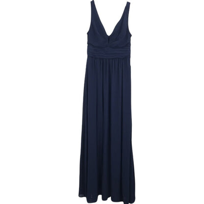 Lulus Formal Dress blue Back Zip Sleeveless Ruched A-line Chiffon Navy Maxi MED