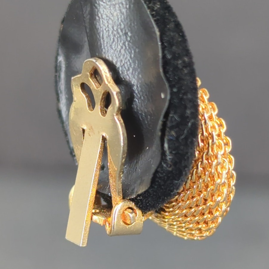 Vintage Gold Tone Cut out Chain Link Swirl Clip On Earrings Retro Modern